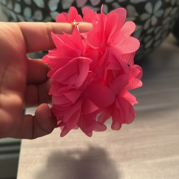 Floofy Pink Hoop Earrings - Picture 4 of 4